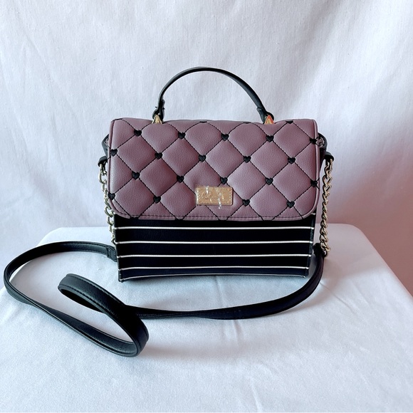 Betsey Johnson Luv Quilted Mauve Crossbody Handbag 🪻💕🔲 - Picture 1 of 10